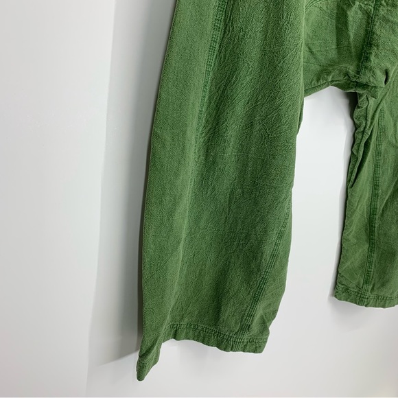 Free People Runyon Drop Crotch Cropped Wide Leg Oversized Green Pants Size XS - Picture 5 of 16